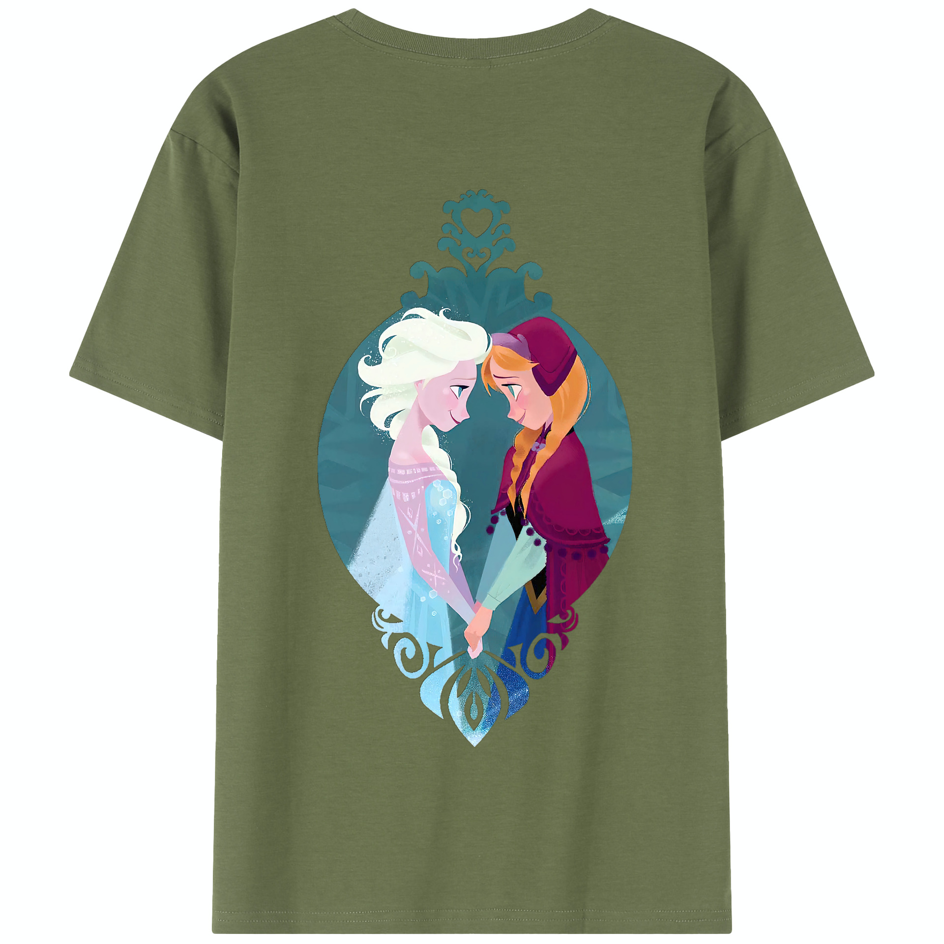（画像用） アナと雪の女王 アンナ エルサ Frozen Anna Elsa 綿100％半袖Tシャツ（背面プリント）